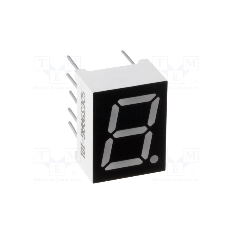 10 pcs : LSD039AAG-101-04 - Display: LED, 7-segment, 9.9mm, 0.39', No.char: 1, green, 4.6mcd