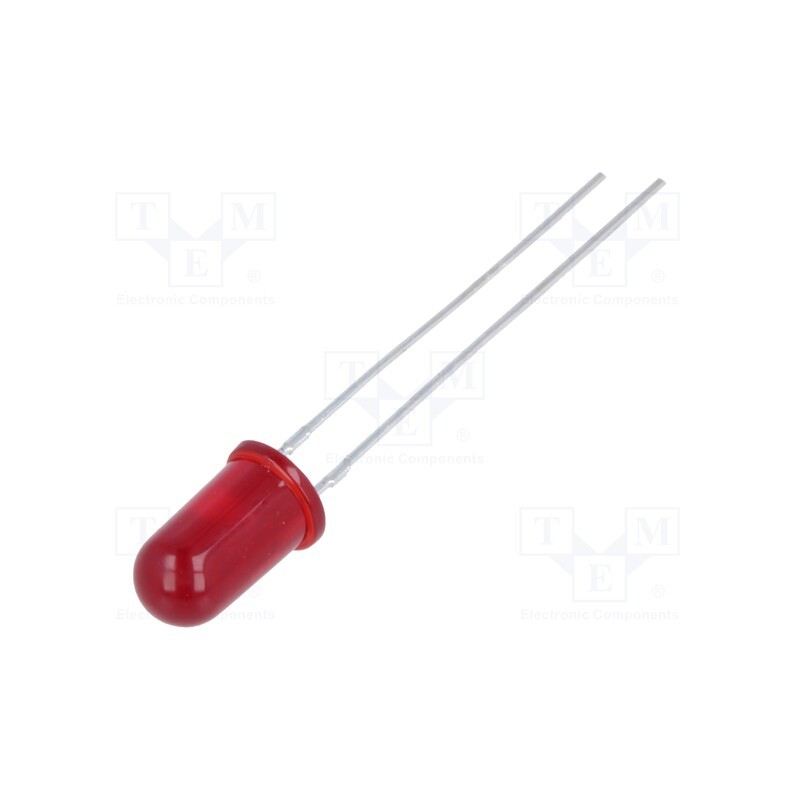 10 pcs : HLMP-3301-F00DD - LED, 5mm, red, 6.1mcd, 60°, Front: convex, 1.9÷2.4V, No.of term: 2