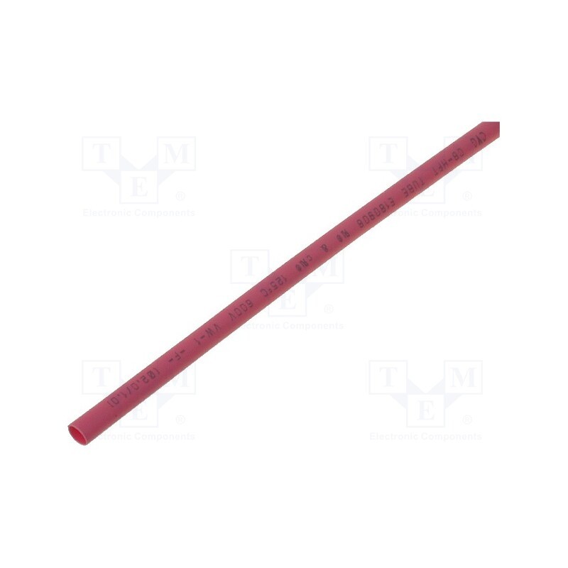 10 m : CB-HFT(2X) 2.4 - Heat shrink sleeve, glueless, 2: 1, 2.4mm, L: 1m, red, polyolefine