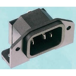 1 pcs - Bulgin C14 Right Angle Panel Mount, PCB Mount IEC Connector Male, 10A, 250 V