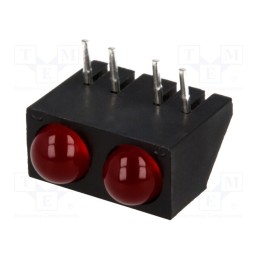 10 pcs : L-73CB/2IDA - LED, horizontal,in housing, red, 4.8mm, No.of diodes: 2, 20mA, 60°