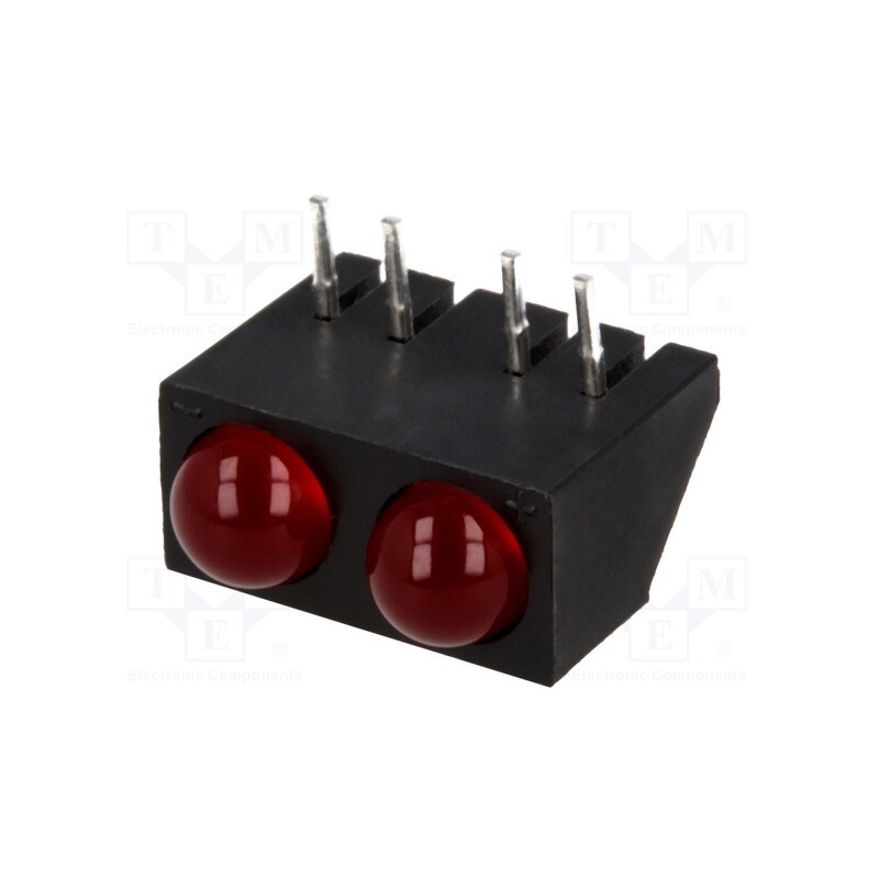 10 pcs : L-73CB/2IDA - LED, horizontal,in housing, red, 4.8mm, No.of diodes: 2, 20mA, 60°