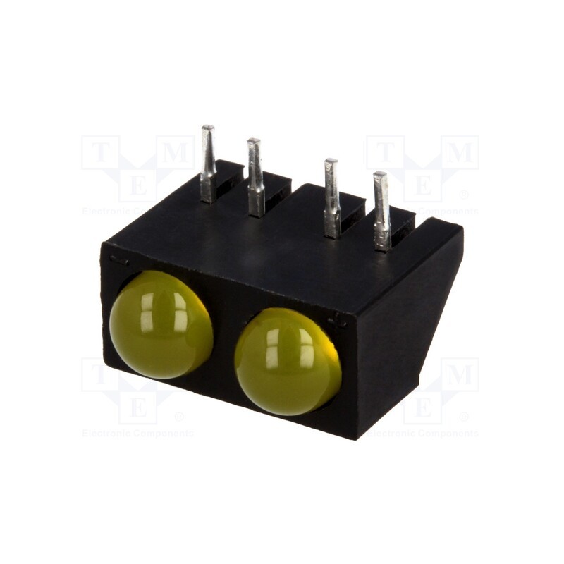 10 pcs : L-73CB/2YDA - LED, horizontal,in housing, yellow, 4.8mm, No.of diodes: 2, 20mA