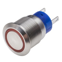 1 pcs - RS PRO Illuminated Push Button Switch, Latching, Panel Mount, 19.2mm Cutout, SPDT, Red LED, 250V ac, IP67