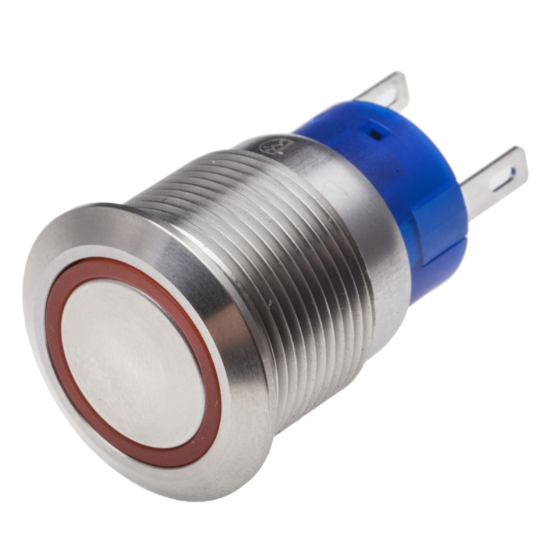 1 pcs - RS PRO Illuminated Push Button Switch, Latching, Panel Mount, 19.2mm Cutout, SPDT, Red LED, 250V ac, IP67