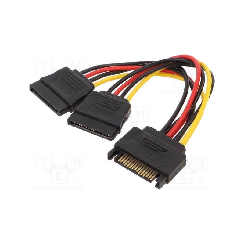 10 pcs : CC-SATAM2F-01 - Cable: SATA, SATA 15pin male,SATA 15pin female x2, 0.15m