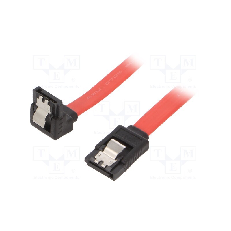 10 pcs : CC-SATAM-DATA90 - Cable: SATA, SATA plug,SATA plug angled, 0.5m, SATA III, red