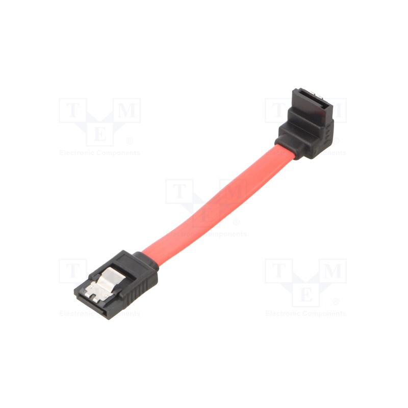 10 pcs : CC-SATAM-DATA90-0.1M - Cable: SATA, SATA plug,SATA plug angled, 0.1m, SATA III, red