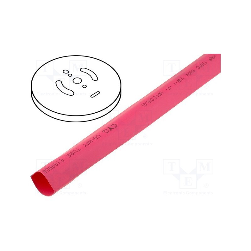 10 m : CB-HFT(2X) 9.5 - Heat shrink sleeve, glueless, 2: 1, 9.5mm, red, polyolefine, reel