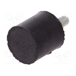 10 pcs : DVA.4-15-15-M4-10-70 - Vibroisolation foot, Ø: 15mm, H: 15mm, Shore hardness: 70±5, 151N