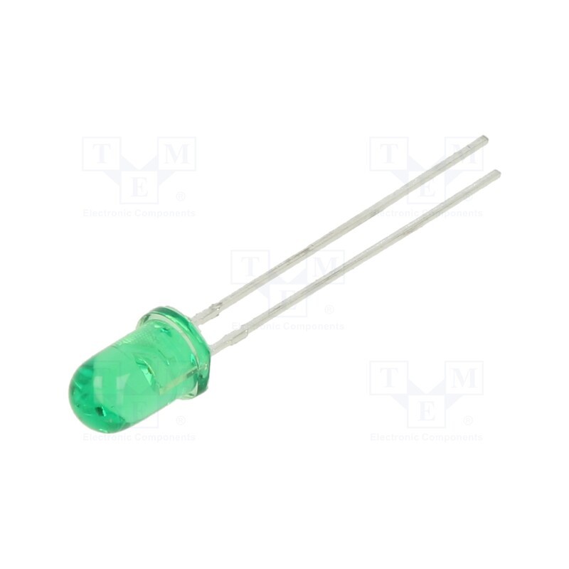 20 pcs : SSL-LX5093GT - LED, 5mm, green, 50mcd, 30°, Front: convex, 2.2÷2.6V, No.of term: 2