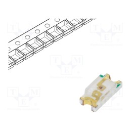 20 pcs : SML-LX1206GC-TR - LED, SMD, 1206, green, 13mcd, 3.2x1.5x1mm, 130°, 2V, 20mA, λd: 570nm
