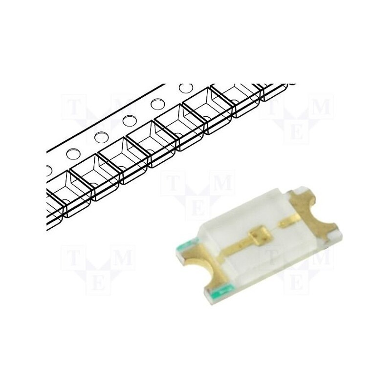 20 pcs : OF-SMD3216YG-RV - LED, SMD, 1206, green, 70÷100mcd, 3.2x1.6x0.68mm, 120°, 1.8÷2.4V