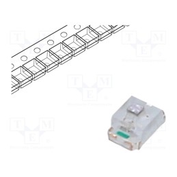 20 pcs : OSPS0805C1E (TYPE B) - LED, green, blinking, 400÷700mcd, 120°, 3÷4V, 20mA, 2x1.25x0.8mm