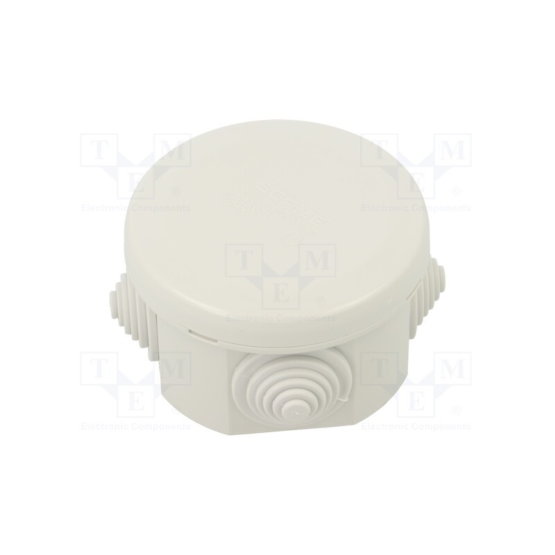10 pcs : 680.001 - Enclosure: junction box, Ø: 65mm, Z: 46mm, wall mount, IP55, grey
