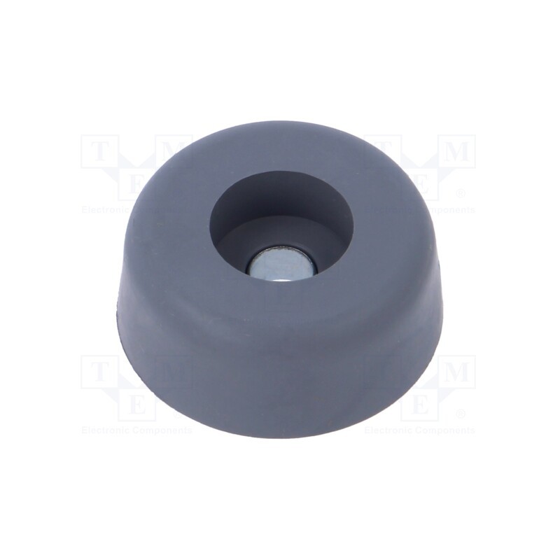 10 pcs : 726 - Screw fastened foot, H: 11.1mm, grey, Dim: Ø27mm, Cutout: Ø5.1mm