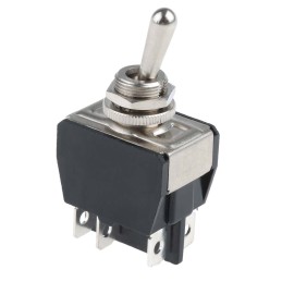 1 pcs - APEM Toggle Switch, Panel Mount, On-On, DPDT, Tab Terminal