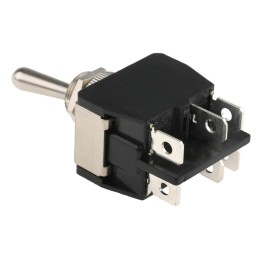 1 pcs - APEM Toggle Switch, Panel Mount, On-On, DPDT, Tab Terminal
