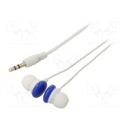 10 pcs : MHP-EP-001-B - Headphones, white,blue, Jack 3,5mm, in-ear, 1.2m, 50Hz÷18kHz
