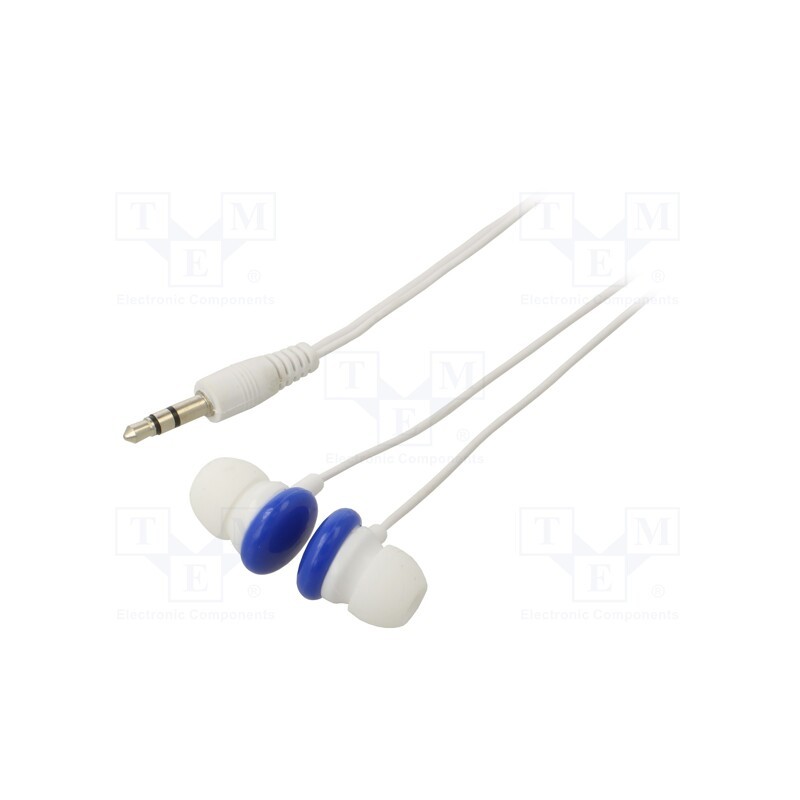 10 pcs : MHP-EP-001-B - Headphones, white,blue, Jack 3,5mm, in-ear, 1.2m, 50Hz÷18kHz