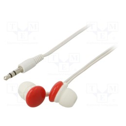 10 pcs : MHP-EP-001-R - Headphones, white,red, Jack 3,5mm, in-ear, 1.2m, 50Hz÷18kHz
