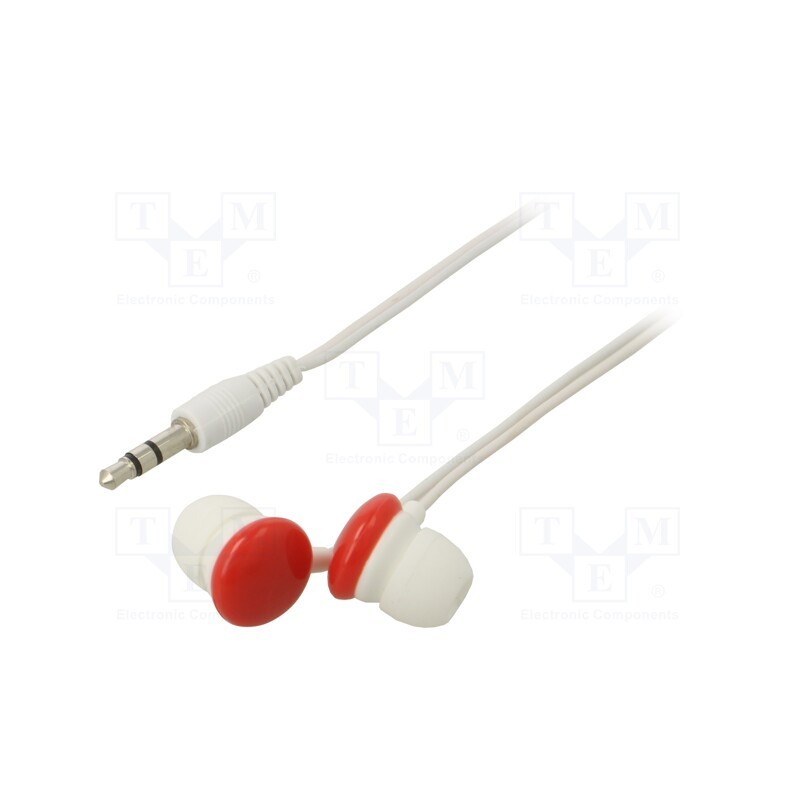 10 pcs : MHP-EP-001-R - Headphones, white,red, Jack 3,5mm, in-ear, 1.2m, 50Hz÷18kHz