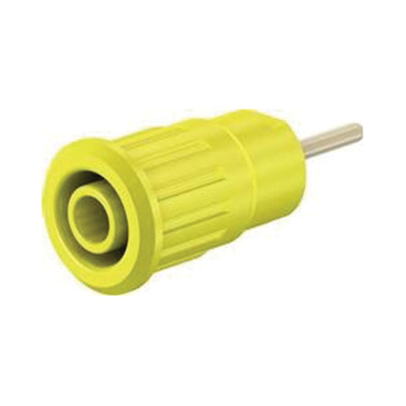 2 pcs - Staubli Yellow Female Banana Socket, 4 mm Connector, Press Fit Termination, 24A, 1000V, Gold Plating