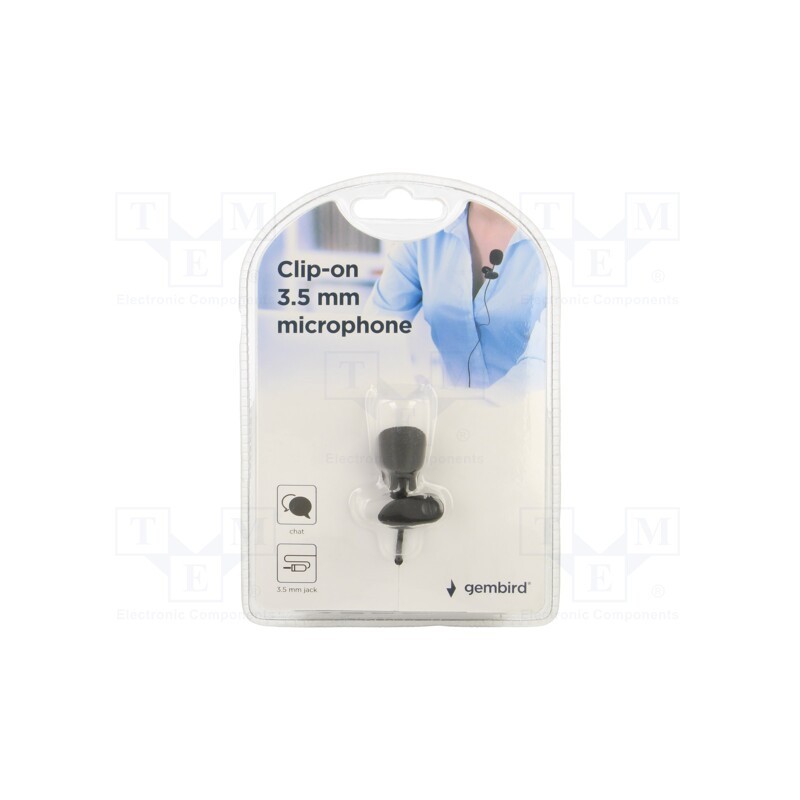 10 pcs : MIC-C-01 - Microphone, black, Jack 3,5mm, Features: clip, 2m, -42dB