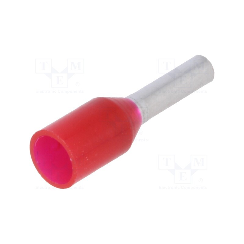 50 pcs : 9019070000 H1,0/12D R - Tip: bootlace ferrule, insulated, copper, 1mm2, 6mm, tinned, red