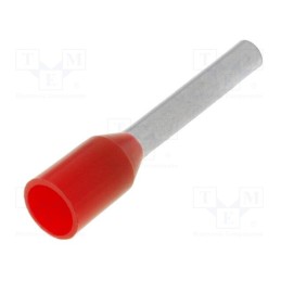 50 pcs : 9019100000 H1,0/16D R - Tip: bootlace ferrule, insulated, copper, 1mm2, 10mm, tinned, red