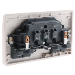 1 pcs - MK Electric White 2 Gang Plug Socket, 2 Poles, 13A, Type G - British, Indoor Use