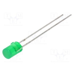 20 pcs : L-1413GDT - LED, 4mm, green, 1.2÷3mcd, 100°, Front: flat, 2.2÷2.5V, No.of term: 2