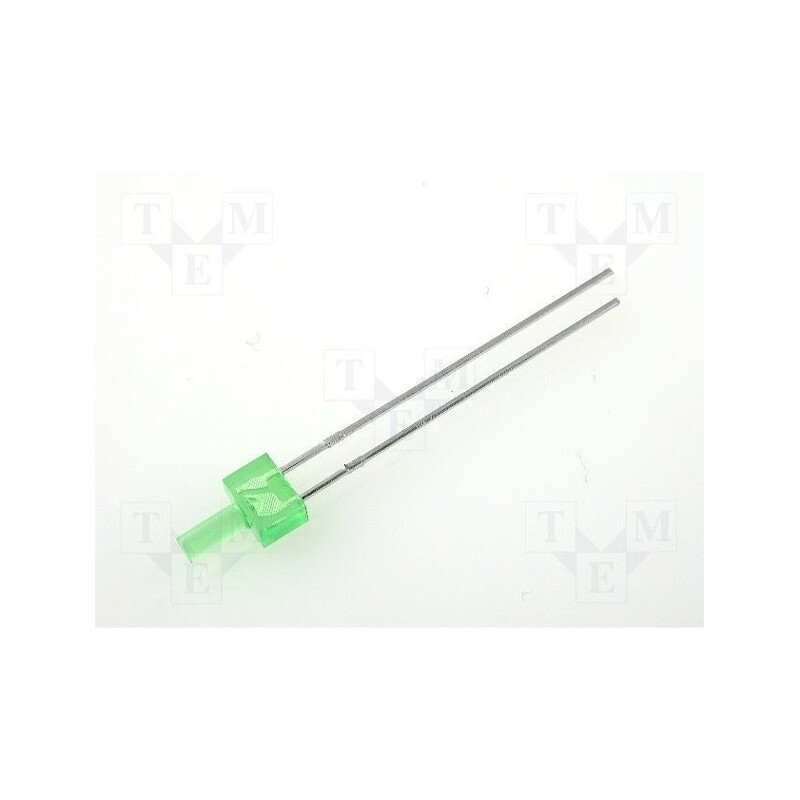 20 pcs : L-13GD - LED, 2mm, green, 3÷10mcd, 70°, Front: flat, 2.2÷2.5V, 4.8x2.5mm, THT