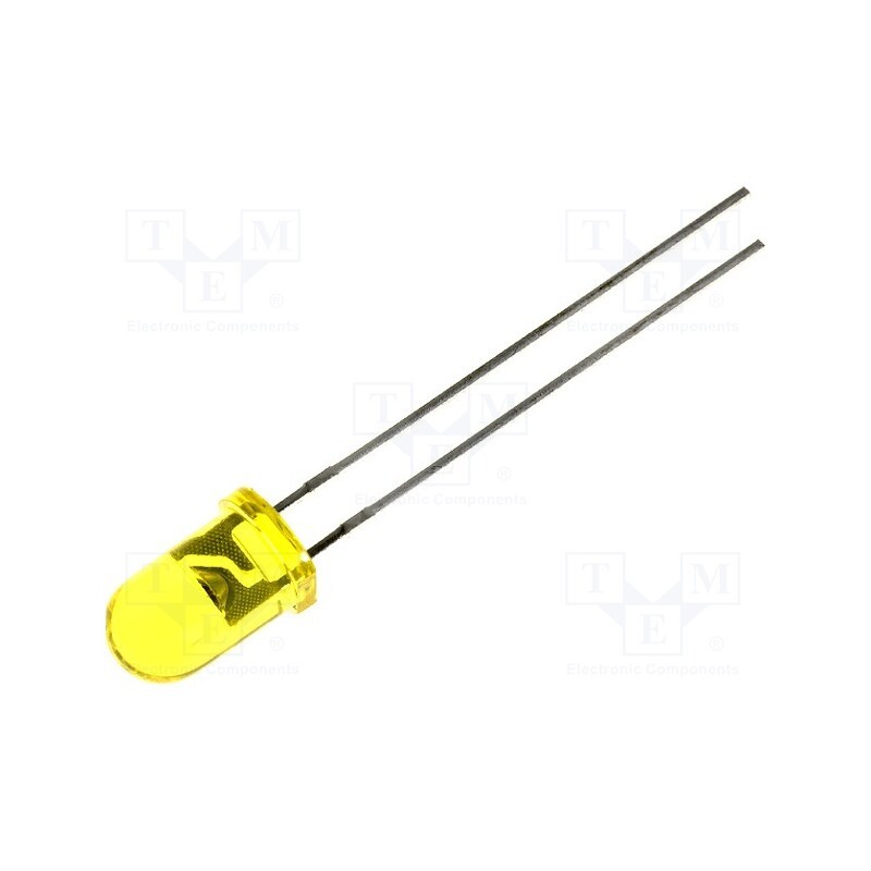 20 pcs : L-53YT - LED, 5mm, yellow, 20÷80mcd, 30°, Front: convex, 2.1÷2.5V