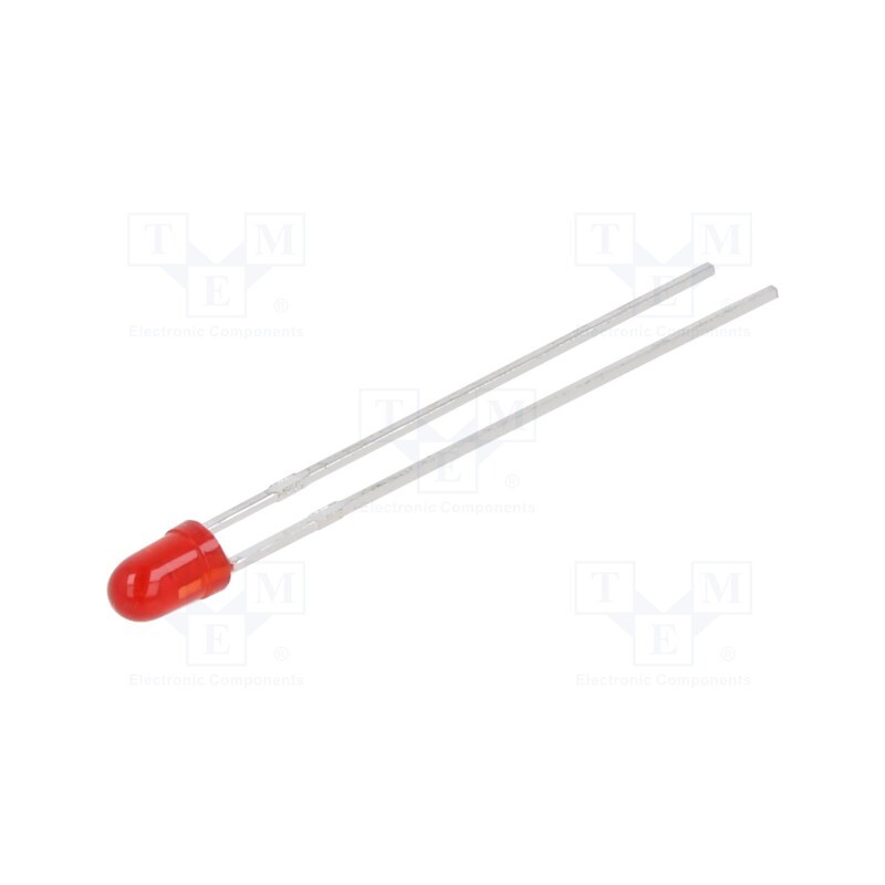 20 pcs : L-7104SURDK - LED, 3mm, red, 400÷900mcd, 50°, Front: convex, 1.95÷2.5V