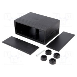 10 pcs : Z6 - Enclosure: with panel, X: 91mm, Y: 66mm, Z: 39mm, polystyrene, black