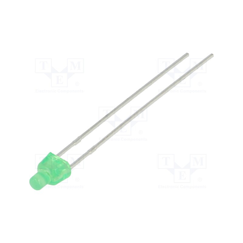 20 pcs : L-1034GDT - LED, rectangular, 4x2.8mm, green, 8mcd, 70°, Front: flat, 20mA