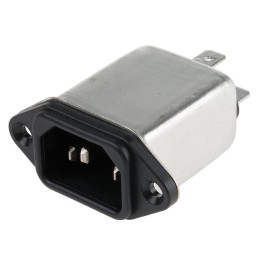 1 pcs - RS PRO 3A, 250 V ac Male Panel Mount IEC Filter , Faston None Fuse