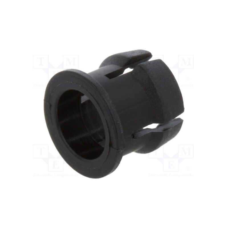 10 pcs : C-175 - LED holder, 5mm, one-piece, black, UL94V-2, L: 6.3mm, Mat: polyamide