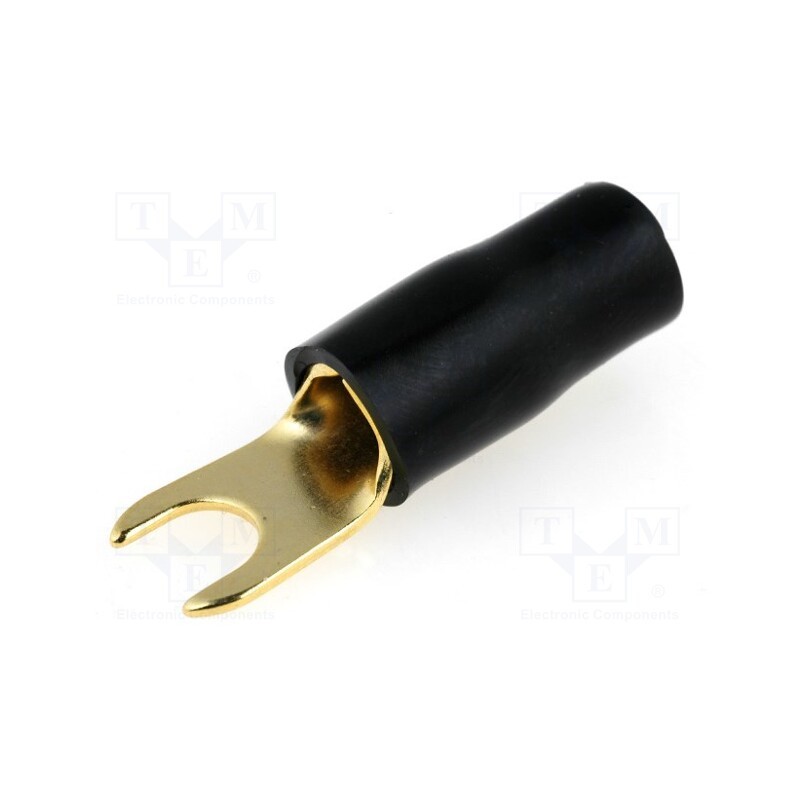 10 pcs : 30.4410-03 - Terminal: fork, M4, 10mm2, gold-plated, insulated, black