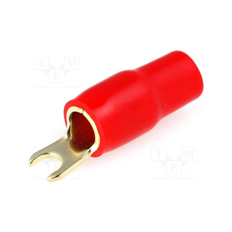10 pcs : 30.4420-02 - Terminal: fork, M4, 20mm2, gold-plated, insulated, red
