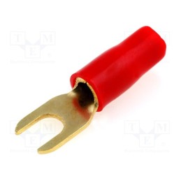 10 pcs : 30.4460-02 - Terminal: fork, M4, 6mm2, gold-plated, insulated, red