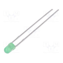 20 pcs : L-7104LGD - LED, 3mm, green, 1÷3mcd, 50°, Front: convex, 2÷2.5V, No.of term: 2