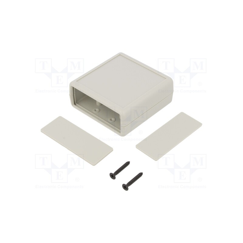 10 pcs : G512G-2$ - Enclosure: with panel, X: 66.5mm, Y: 66.5mm, Z: 28mm, ABS, light grey
