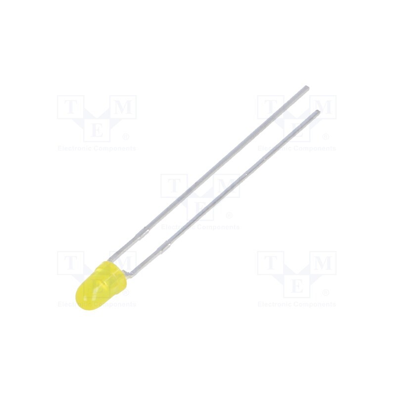 20 pcs : L-7104SYDK - LED, 3mm, yellow, 70÷150mcd, 40°, Front: convex, 2÷2.5V