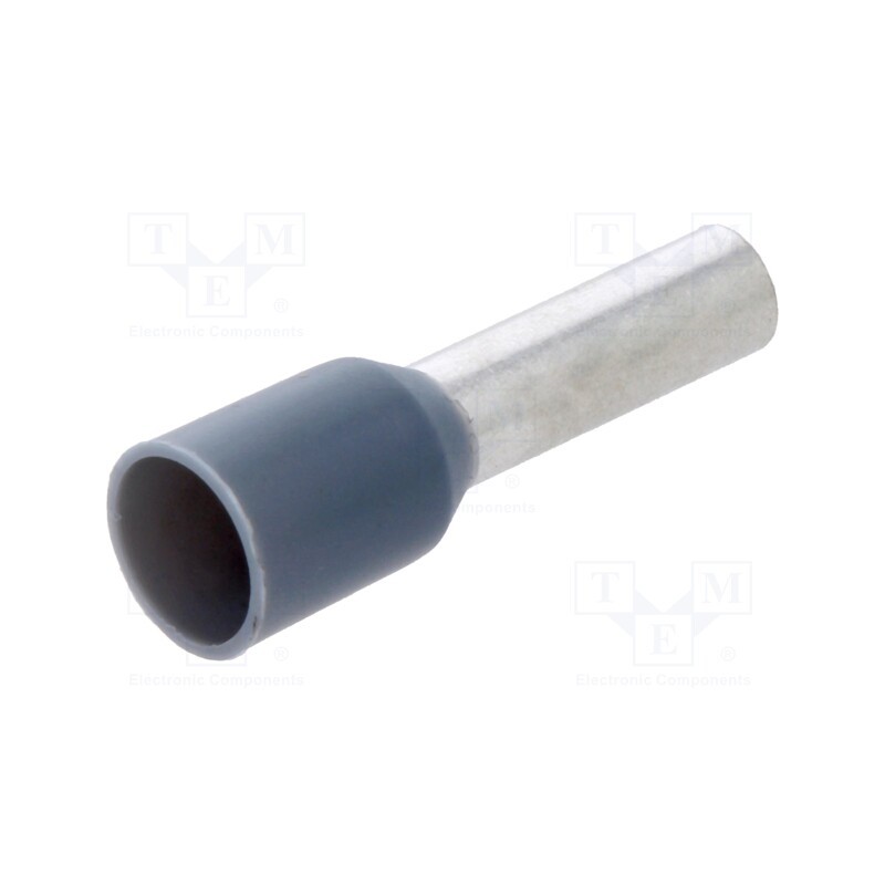 100 pcs : BM 00508 - Tip: bootlace ferrule, insulated, copper, 4mm2, 10mm, tinned, grey