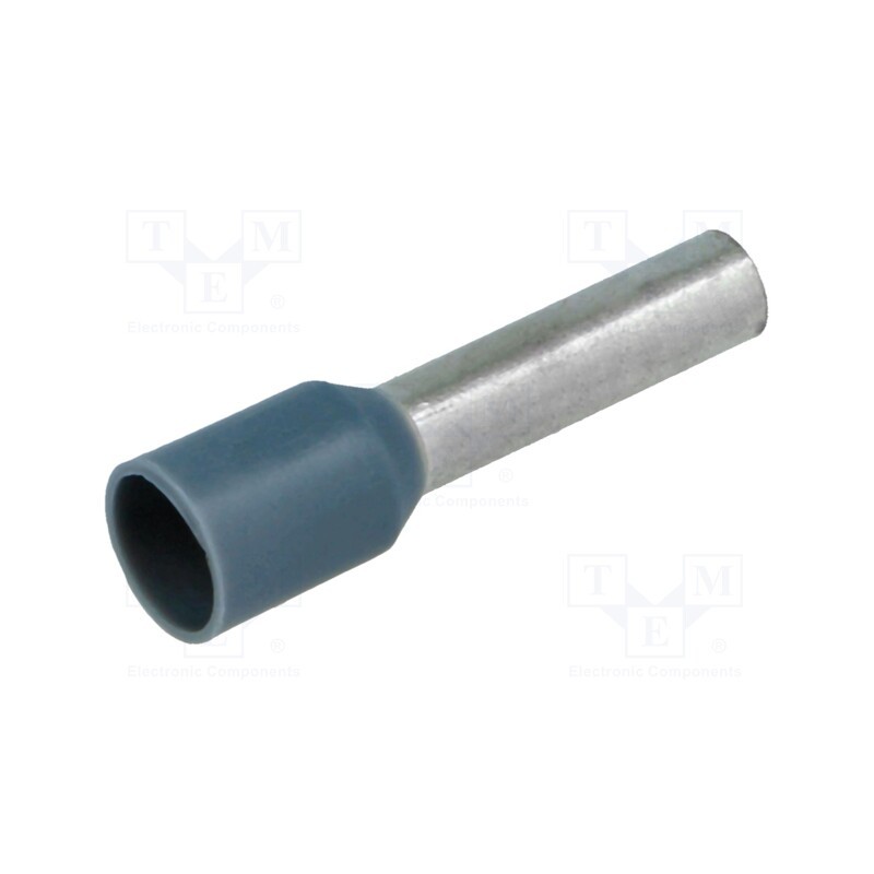 100 pcs : BM 005081 - Tip: bootlace ferrule, insulated, copper, 4mm2, 12mm, tinned, grey