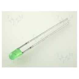 20 pcs : L-934LGD - LED, 3mm, green, 0.7÷2mcd, 60°, Front: convex, 2.2÷2.5V