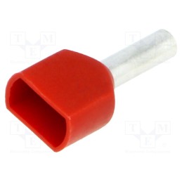 100 pcs : BM 00556 - Tip: bootlace ferrule, insulated,double, copper, 1.5mm2, 8mm, red