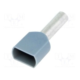 50 pcs : BM 00560 - Tip: bootlace ferrule, insulated,double, copper, 4mm2, 12mm, grey